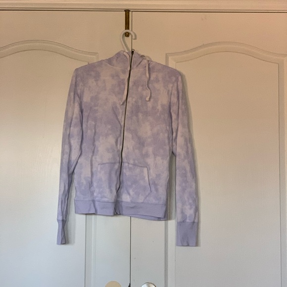 White and blue tye dye sweater with zipper - Picture 1 of 3